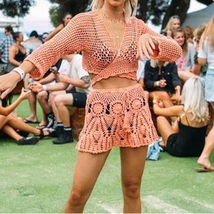 🆕 Andi Bagus | Satu & Florens Crochet Bikini & Skirt Set in Dark Apricot